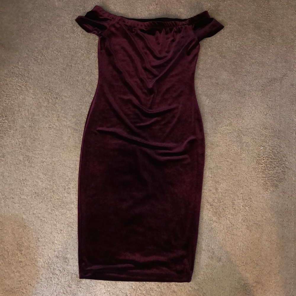 Burgundy suede mini dress